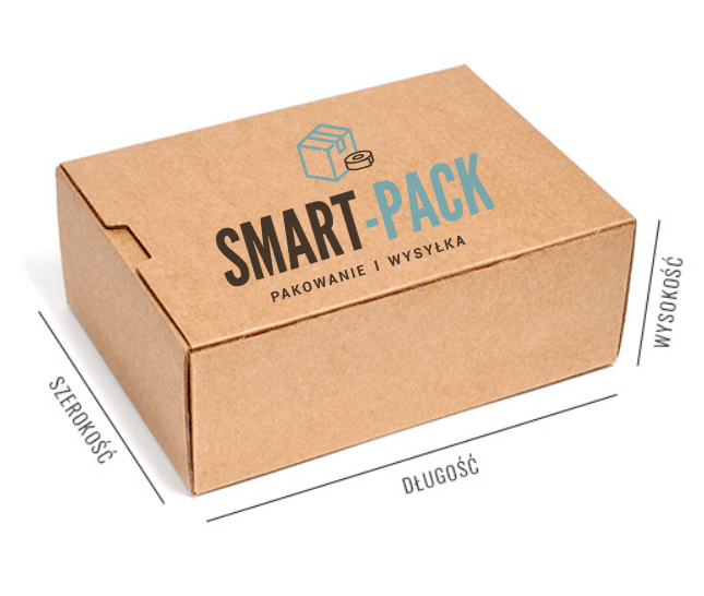 Opakowanie kartonowe z logiem firmy "SMART-PACK"